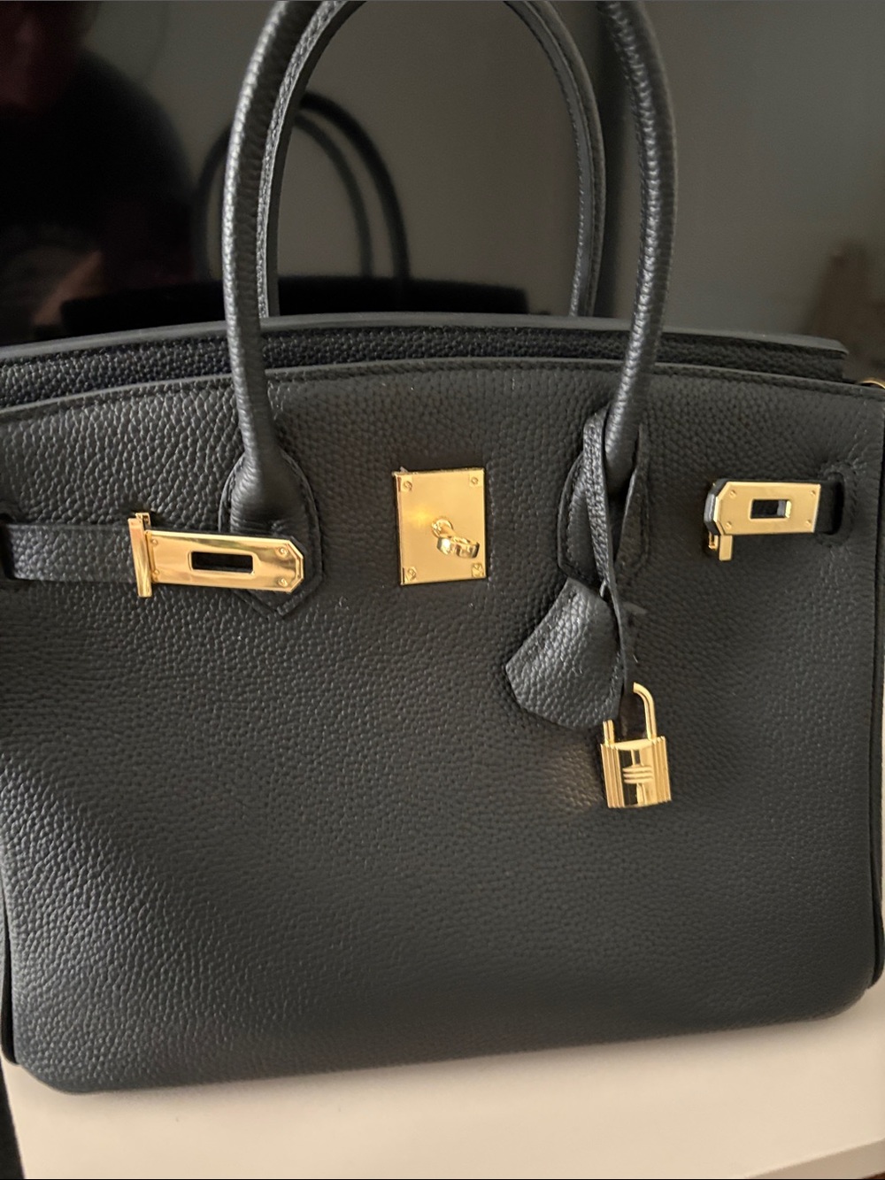 Luxury Black Tote with Gold Hardware